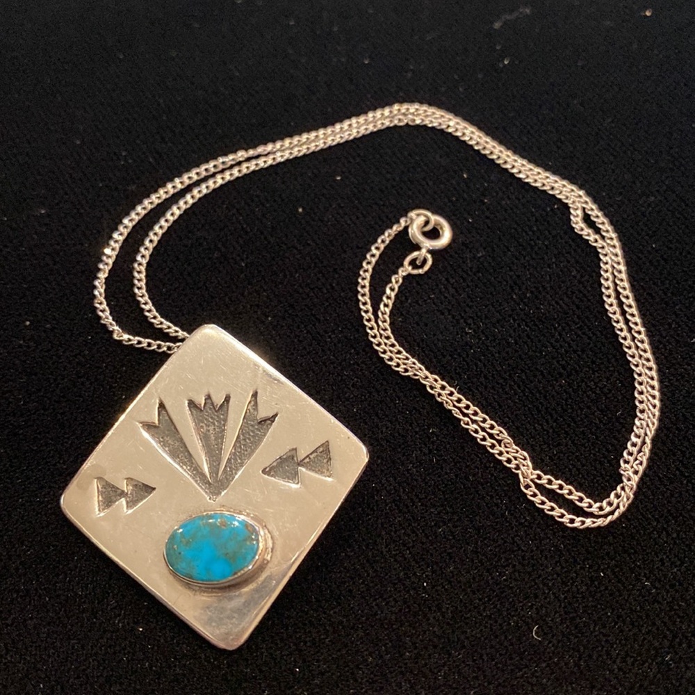 Southwestern Sterling Necklace with Turquiose